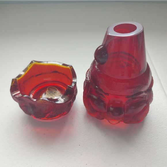 Fenton vintage glass Santa amberina fairy light candle holder GLOWS - Picture 3 of 6